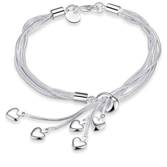 Sterling 925 Silver Heart Charm non traditional Bracelet - Picture 1 of 6
